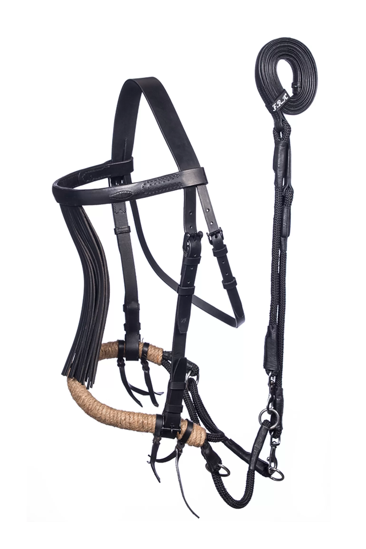 New F.R.A. Tinver Bitless Bridle (System 4) W/ Reins, Shire Trensen & Reithalfter