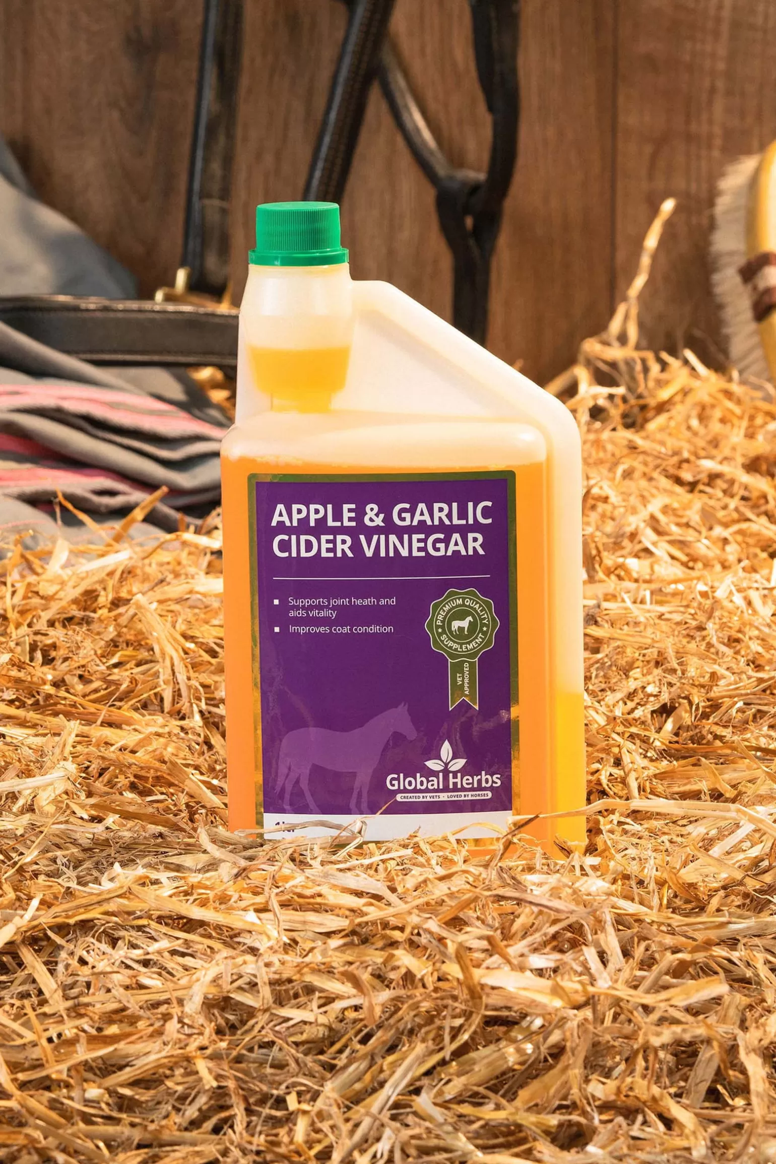 Outlet Global Herbs Apple & Garlic Cider Vinegar 1L - Equine Zusatzfutter